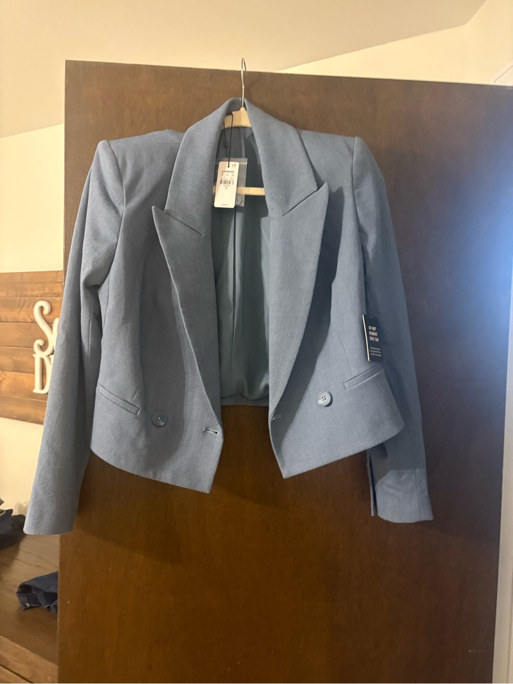 Express Cropped Slate Blue Women's Blazer